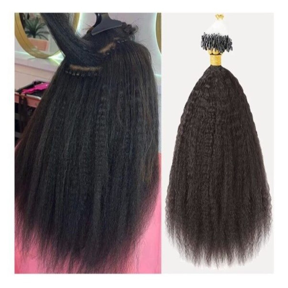 Hesperis Micro Loop Hair Extensions Brazilian Remy Virgin Hair Kinky Straight